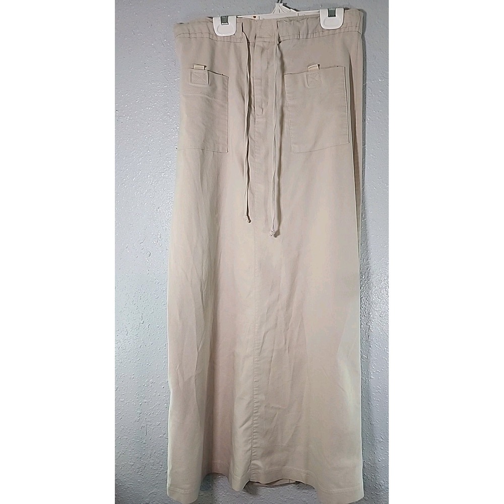 Vintage 90s Born In America‎ BIA Techwear Maxi Skirt Womens Size 7/8  Ivory Tie